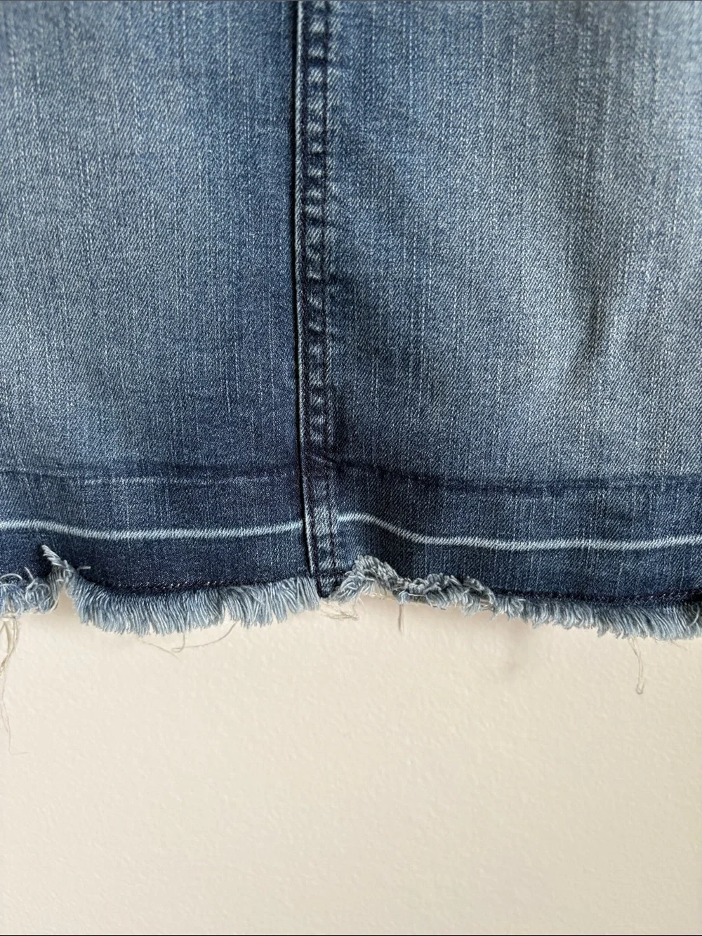 Michael Kors Blue Denim Mini Skirt with Subtle Fray 16 inch waist